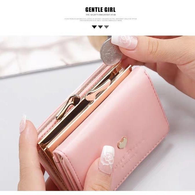 New Wallet Women's Short Coin Purse Korean Style Female Student Mini Cute Folding Small Wallet Multi-Card-Slot Card Holder Fashion