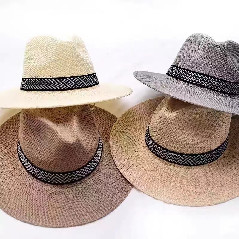 Summer Cool Hat Stall Scenic Spot Hot Sale Sun-Proof Sun-Proof Big Brim Wave Straw Hat Men's and Women's Beach Sun Hat 10 Yuan