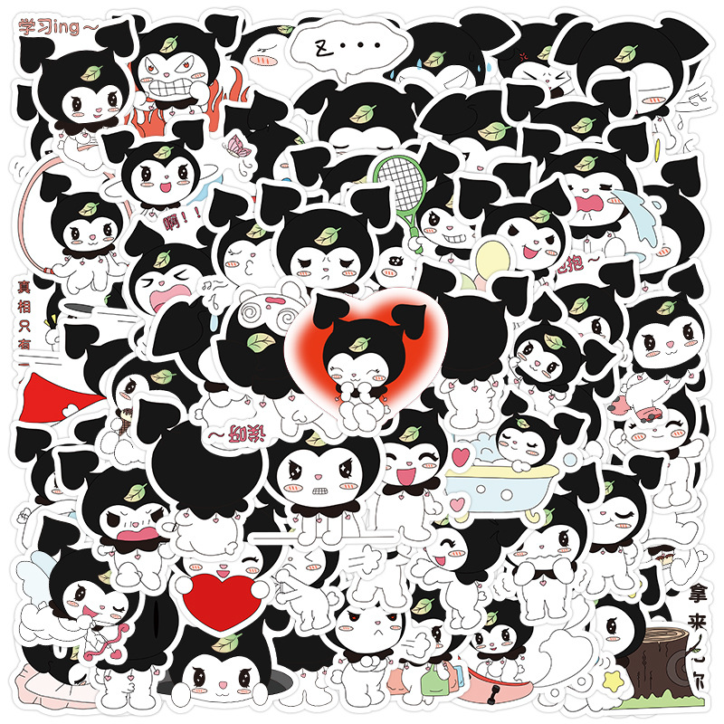 60张可爱黑桃a表情包卡通涂鸦贴纸行李箱滑板车防水创意装饰贴画