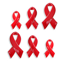 艾滋疾病宣传胸针红丝带金属徽章现货防艾活动红色丝带可开票