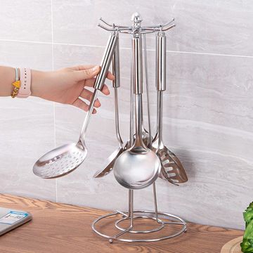 厨房收纳架锅铲架铲勺挂架铲子架沥水架家用锅铲汤勺子旋转置物架