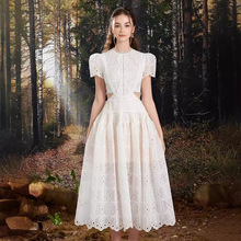 2024夏季新品越南连衣裙小众设计感蕾丝钩花森女系白色长裙1743