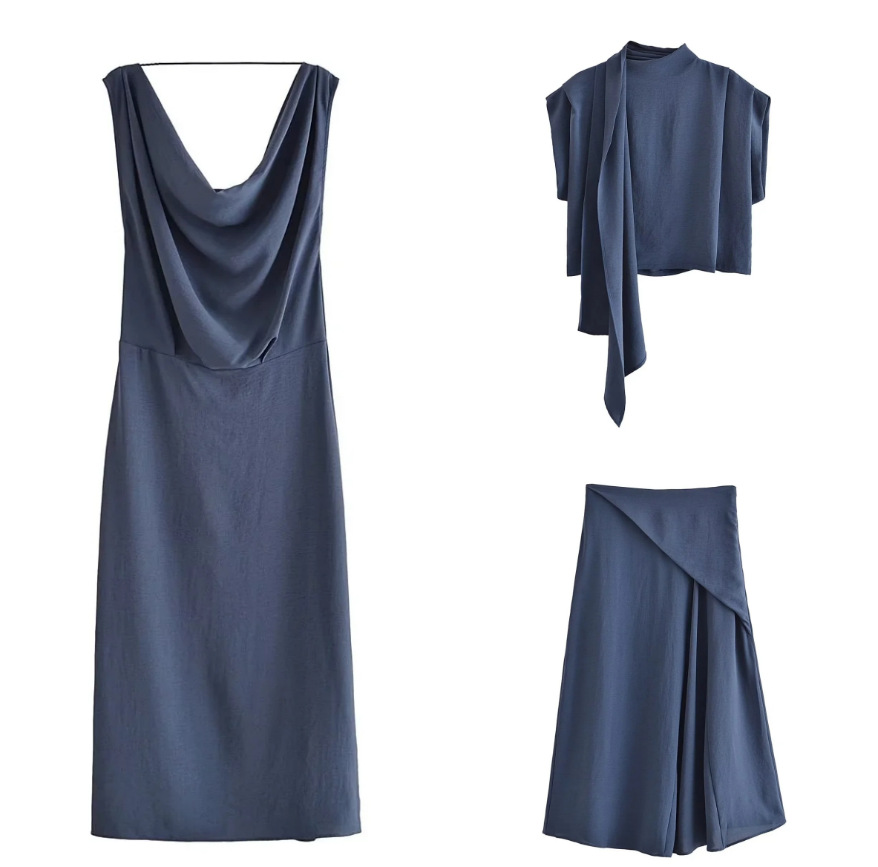 围裹领上衣0264155 宽摆垂性裙子0264156 褶垂领连衣裙0264154