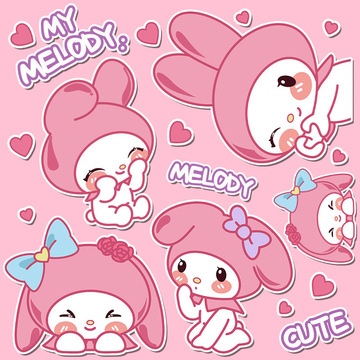 美乐蒂可爱卡通贴纸电动车电瓶车身划痕装饰贴汽车尾贴笔记本电脑