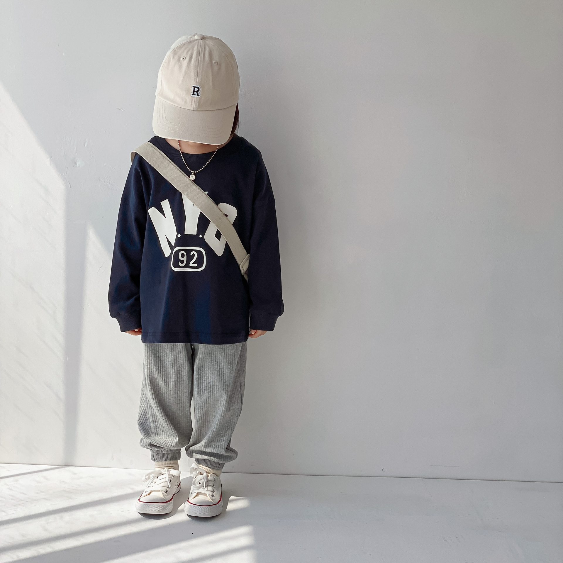 bobokids 2021年秋款日系童装 男女童全棉字母长袖t恤亲子装