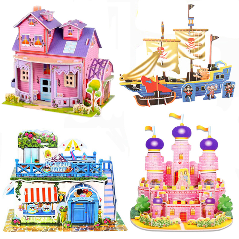 Large 4-Piece Puzzle Children‘s Educational DIY Toys 3D 3D Puzzle Model Stall Hot Sale Wholesale Free Advertising Language