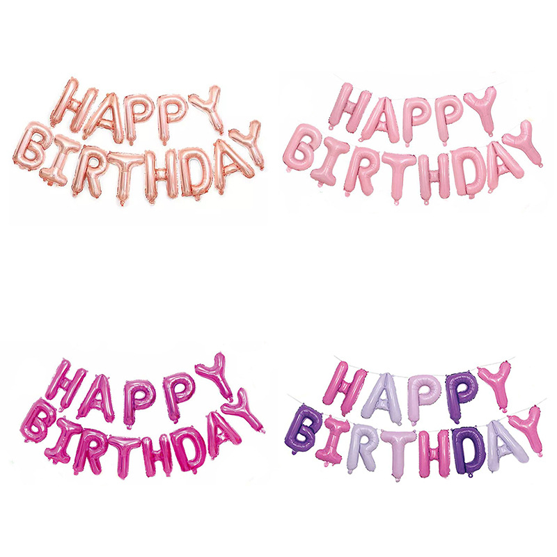 Cross-Border Preferred 16-Inch English Letter Birthday Set Imitation Beauty Thin Version Happy Birthday Party Decoration Aluminum Film Balloon