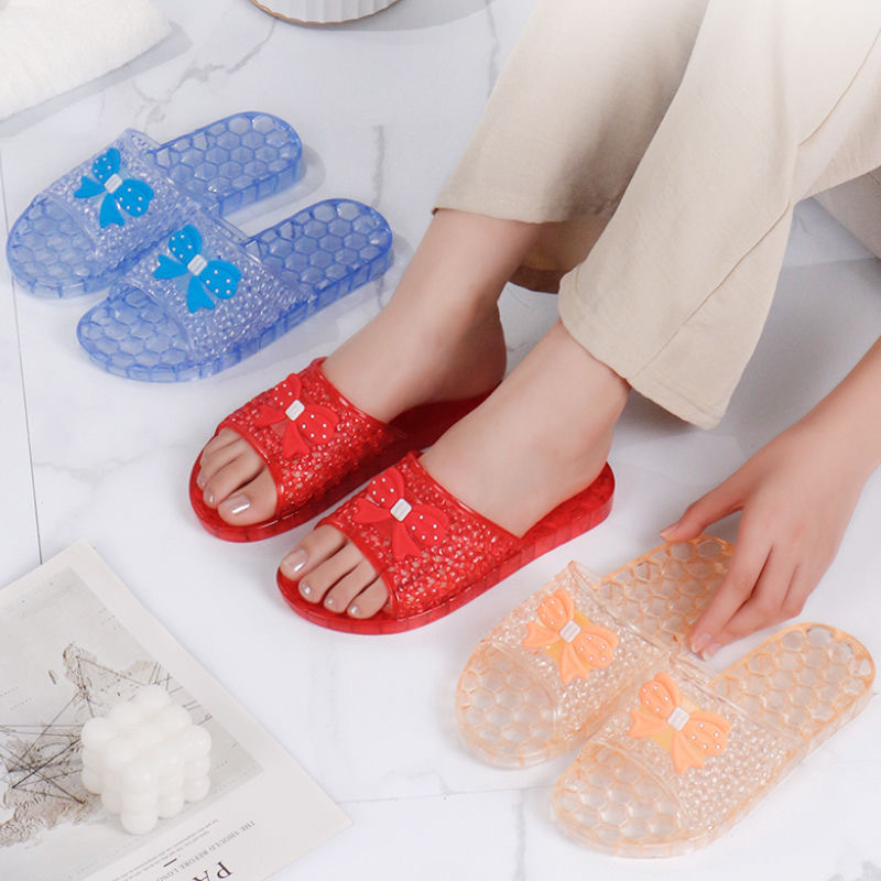 2024居家拖鞋防水防滑女士浴室拖鞋透明水晶鞋拖鞋夏季速干平底鞋