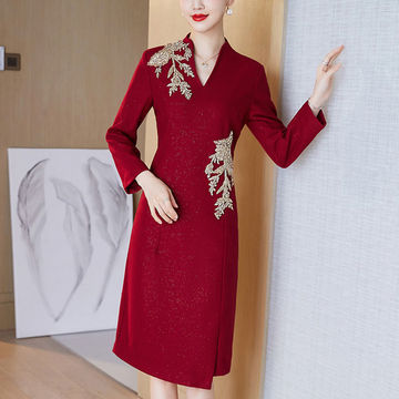 披肩婚礼妈妈装冬装旗袍新娘母亲年轻礼服结婚喜婆婆婚宴高贵冬季