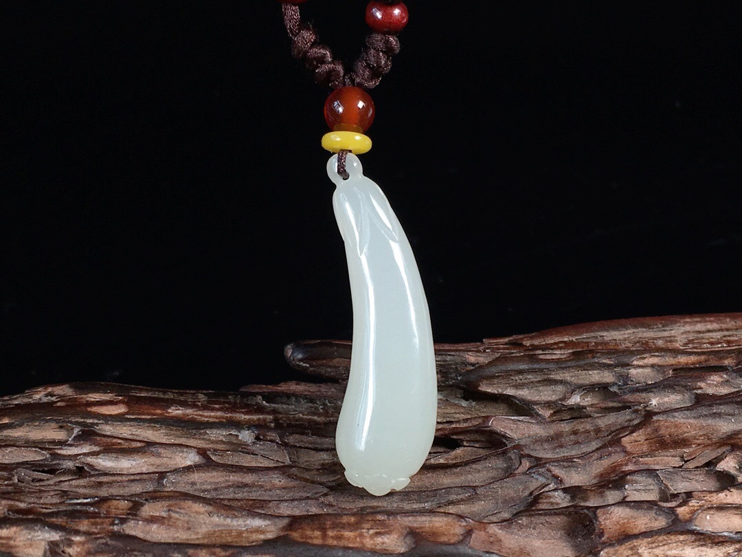 和田玉白玉福瓜吊坠 和田玉挂件玉佩批发 玉石长寿瓜吊坠