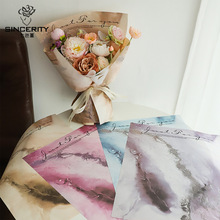 不晚 复古油画纸花束包装鲜花包花材料浪漫氛围艺术手工花艺资材