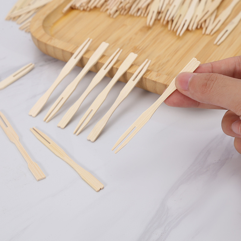 Disposable Mao Bamboo Fruit Fork Household Bamboo Fruit Toothpick Cake Dessert Pastry Fork KTV Commercial Fruit Fork