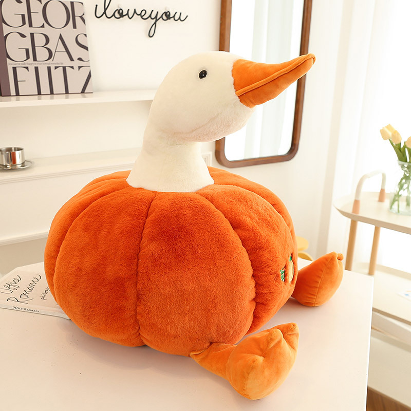 Cute Pumpkin Transformation Duck Big Goose Plush Toy Pillow Gifts for Children and Girls Large Duck Doll