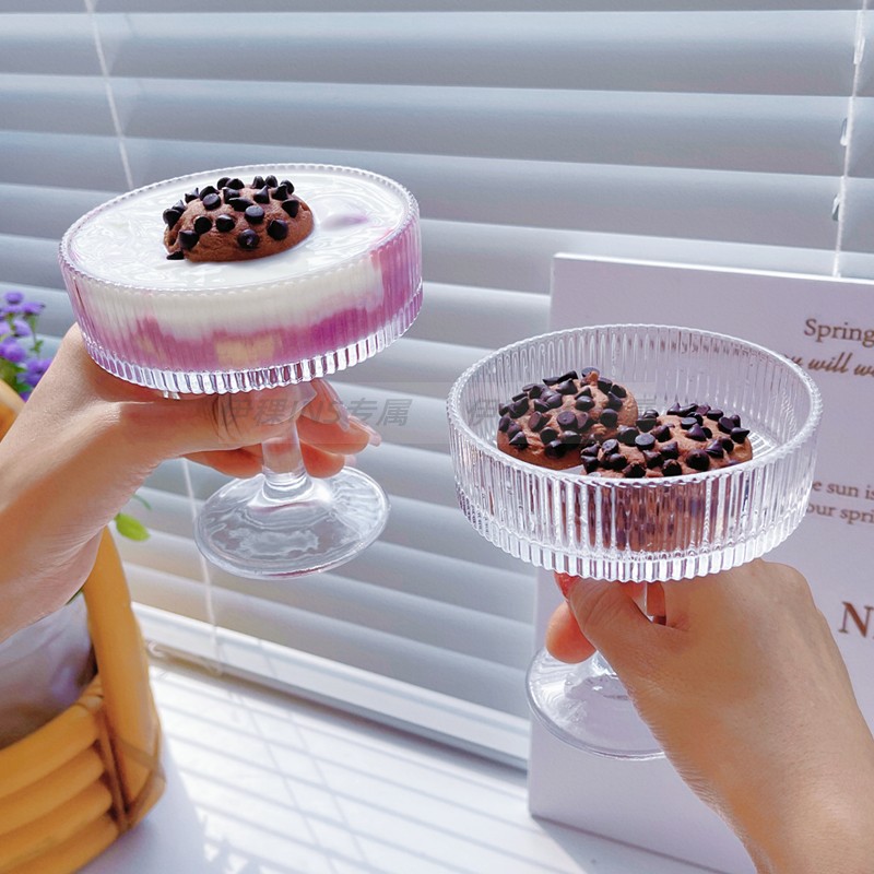 ins风高颜值甜品杯网红餐厅高脚布丁杯玻璃杯冰淇淋酸奶杯小吃碗