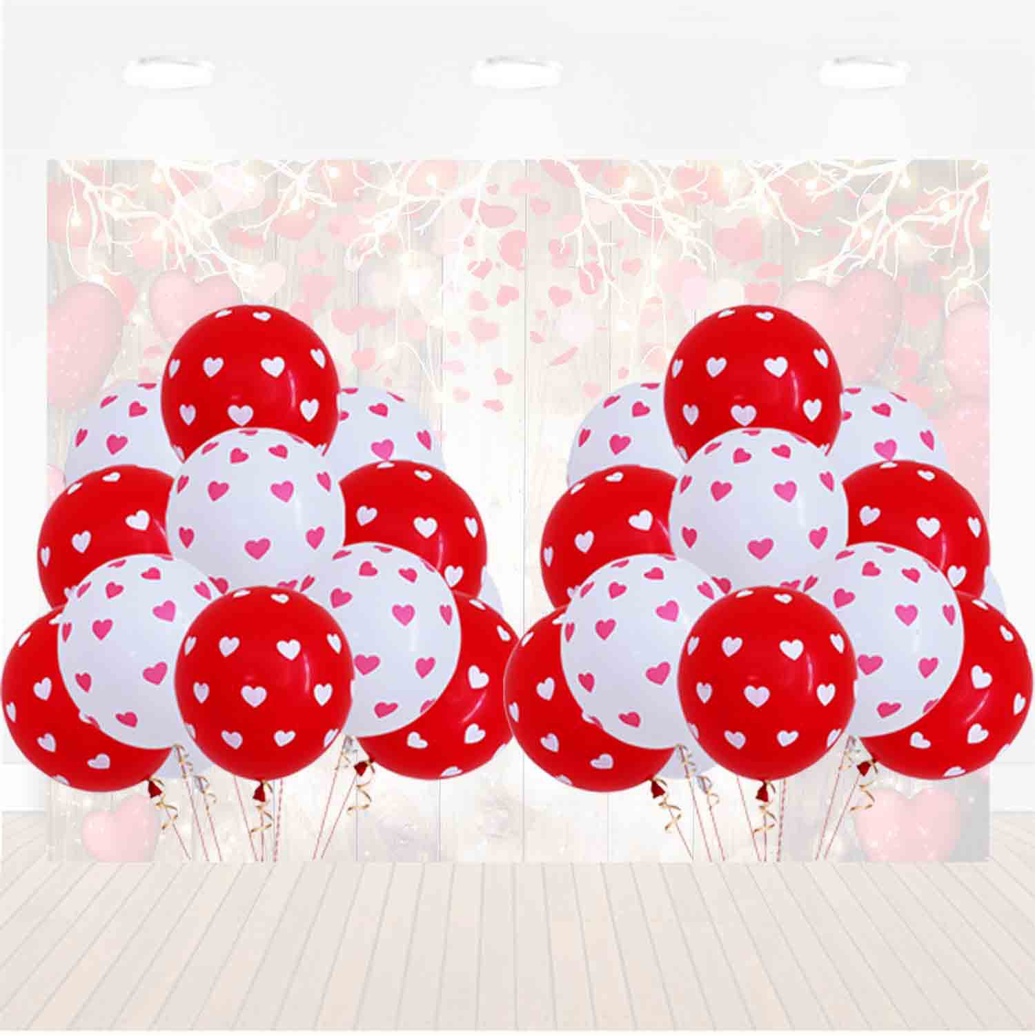 跨境国内20个装12寸圆爱心斑点各10情人节母亲节装饰乳胶派对气球