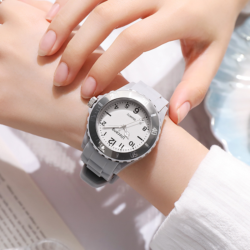 Children's Examination Watch Girls' and Boys' Primary School Students Waterproof Imitation Fall Macaron Small Fresh Sports Jelly Candy Color