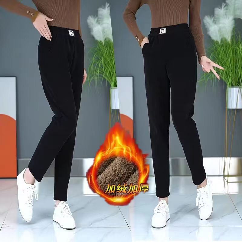Corduroy Thick High Waist Baggy Pants Women 2023 Autumn and Winter New Drawstring Casual Trousers Straight Pants Women's Pants