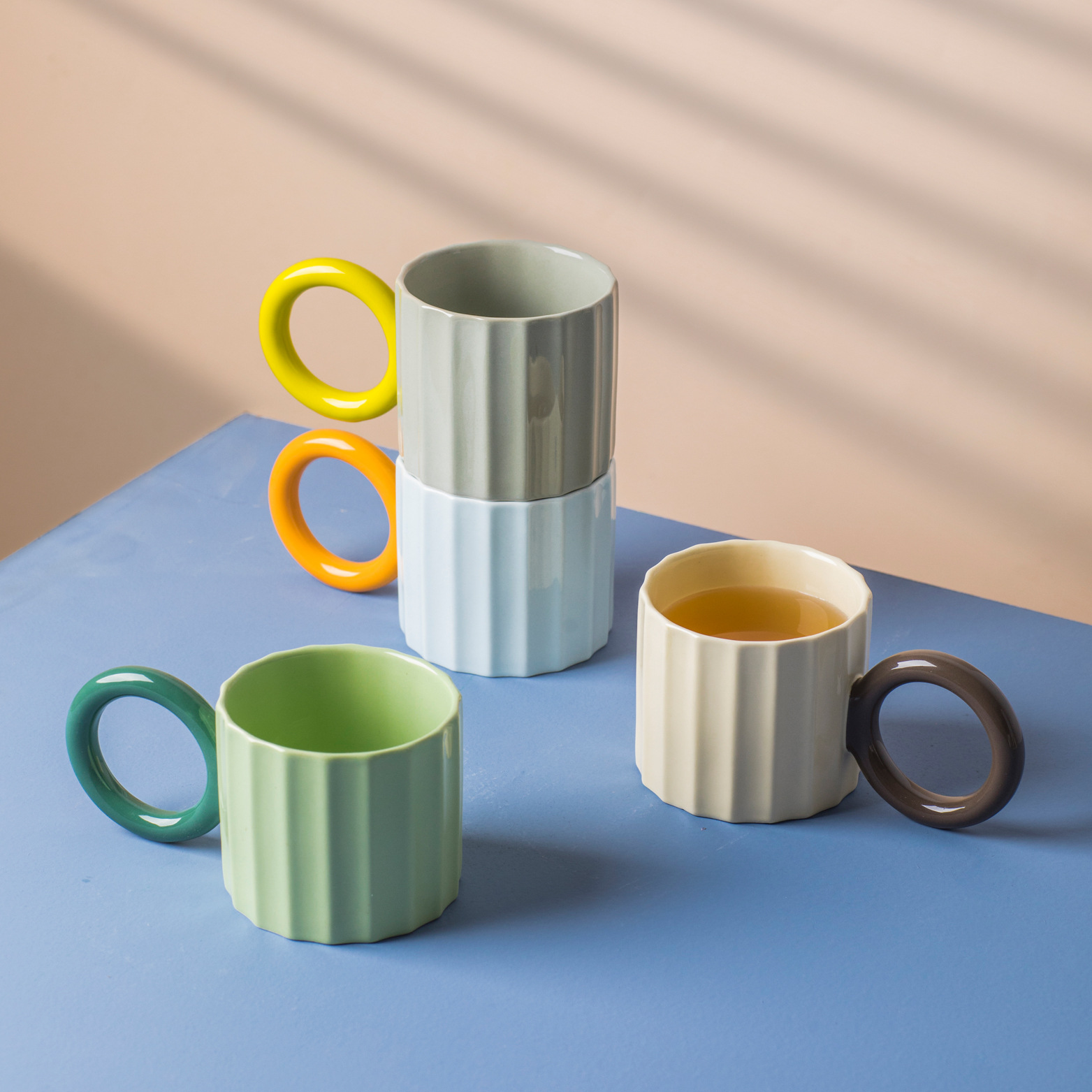 韩系日系北欧咖啡杯水杯陶瓷杯家用办公送礼马克杯撞色大耳朵杯