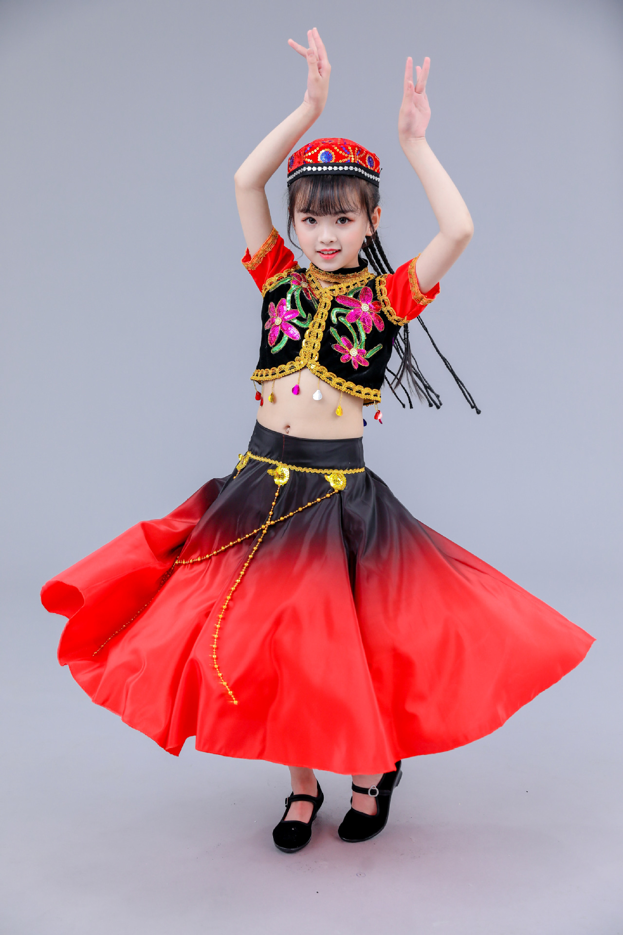 新疆舞蹈演出服儿童女童男童少数表演服塔吉克族舞裙服装幼儿