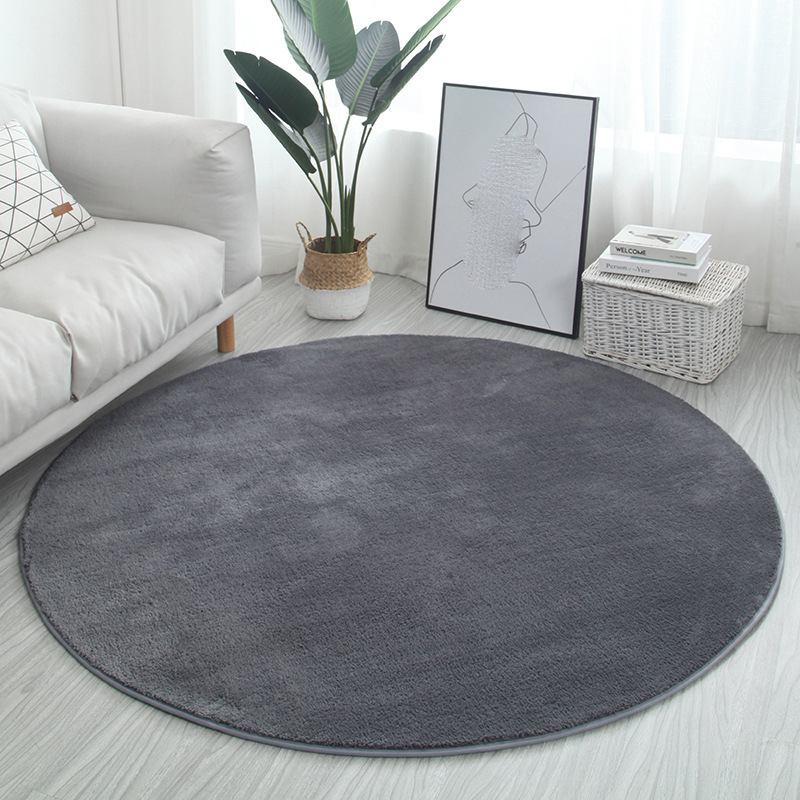 solid color round floor mat household living room bedroom door mat carpet cashmere-like carpet non-slip mat