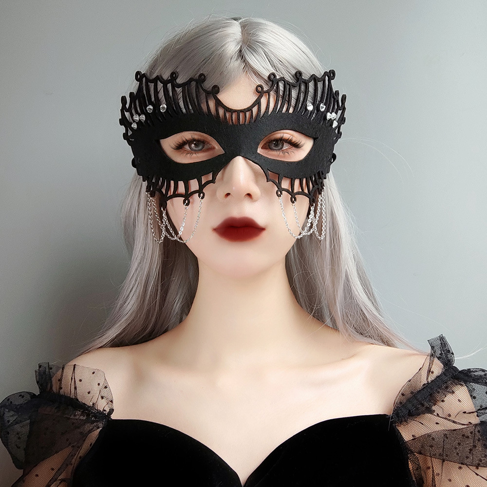 新款公主假面化妆舞会酒吧表演走秀万圣节女式带钻美女面具mj-151