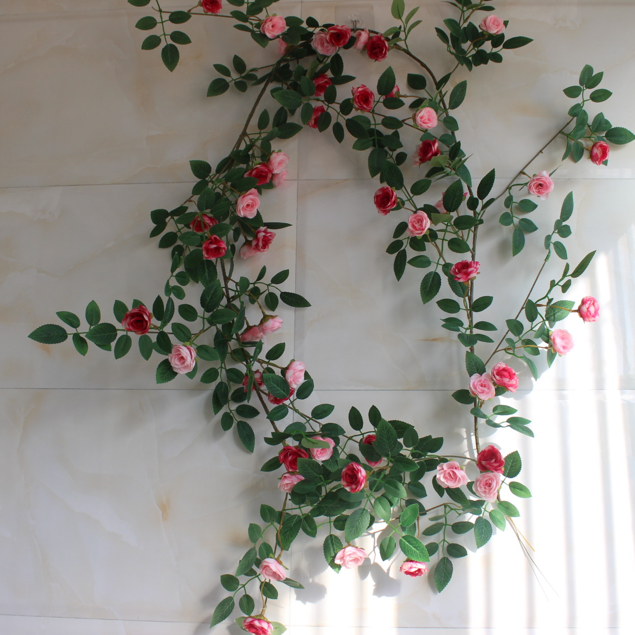 维多利亚玫瑰花藤粉色黄白假花藤180厘米遮挡装饰房间室内外-阿里巴巴