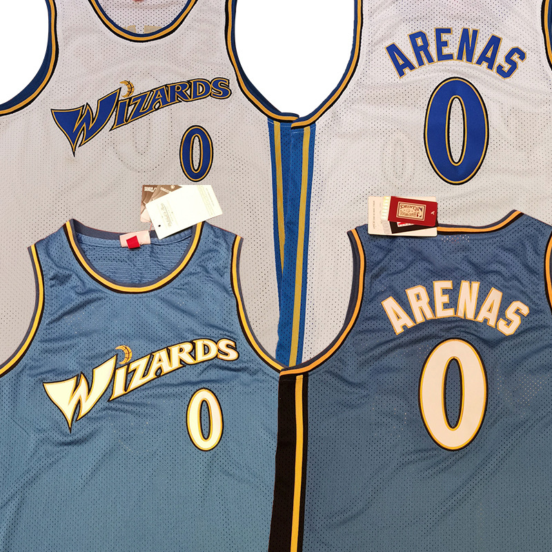 nba奇才阿里纳斯复古球衣洞布速干双层密绣0号特工大将军逼王之王