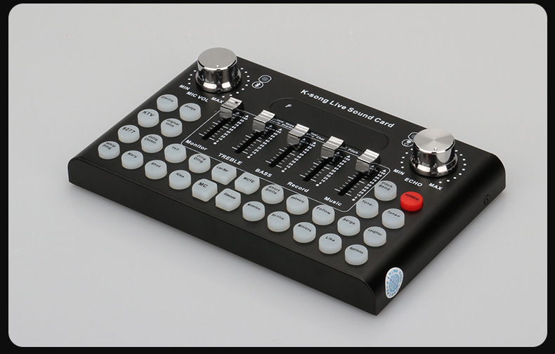 f007调音台直播声卡 手机电脑平板通用k歌抖音户外主播声卡英文