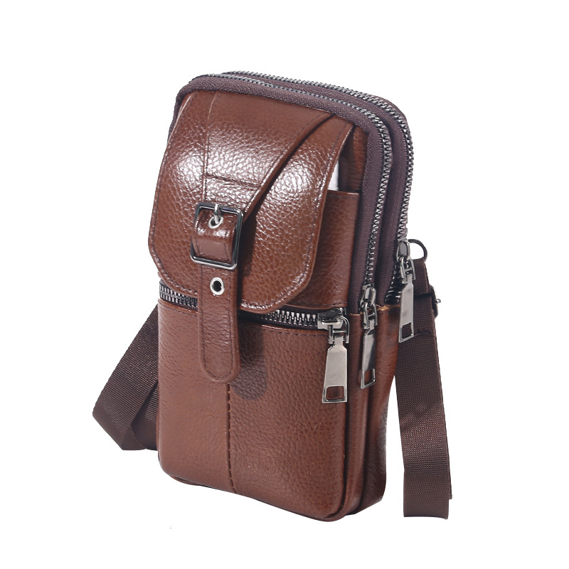 Mobile Phone Bag Cowhide Belt Hanging Waist Hanging Bag Men's Middle-Aged Father Leather Case Bag Don't Buy Waist of Trousers Vertical Wholesale