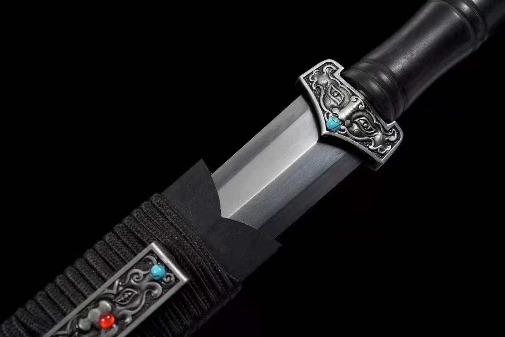 赤壁小汉剑短剑冷兵器花纹钢八面宝剑镇宅装饰佩剑四面剑未开刃