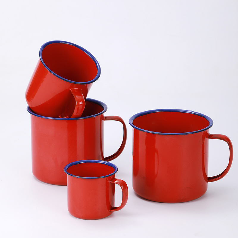 新年红色搪瓷杯老式茶缸蛋糕杯怀旧复古茶杯水杯网红虎年甜品杯子