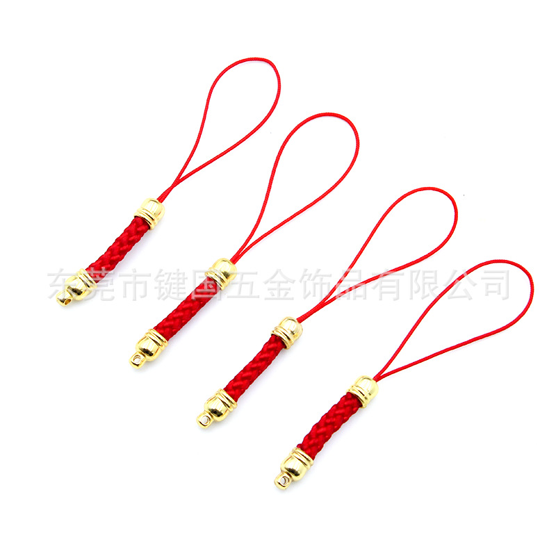 现货供应红色皇冠头手机绳玉米绳编织饰品龙虾扣手机饰品源头厂家