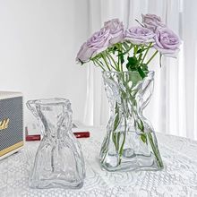 感简约创意不规则民宿花瓶透明玻璃客厅桌面插花水培装饰摆值
