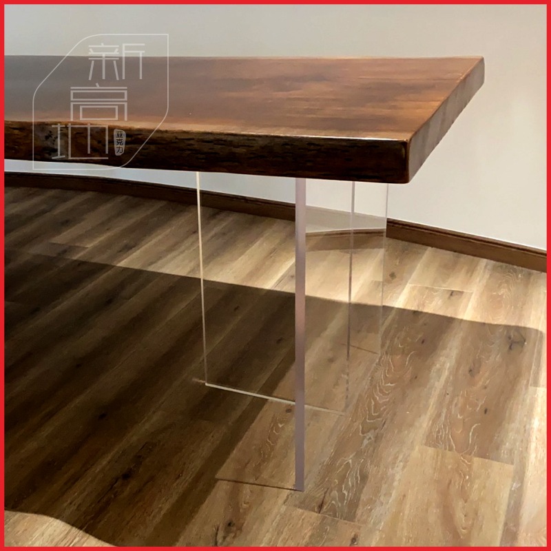 亚克力桌腿高透明板餐桌支架t型彩色有机玻璃茶桌茶几弧形