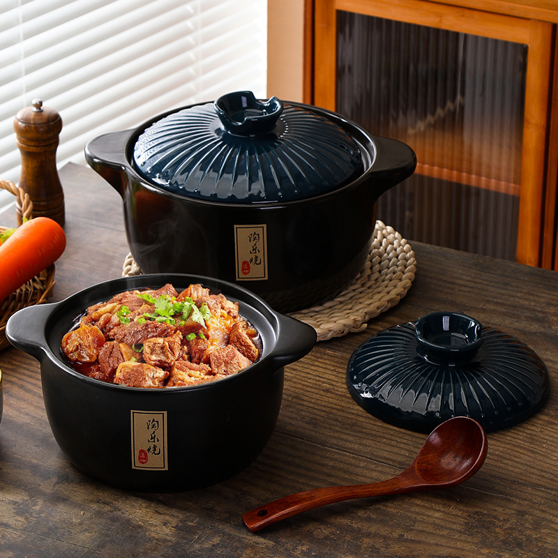 Japanese-Style Ceramic Casserole Creative Hepburn Style Household High Temperature Resistant Open Flame Chinese Casseroles Large Maocai Stew Pot Health Preservation Soup Poy