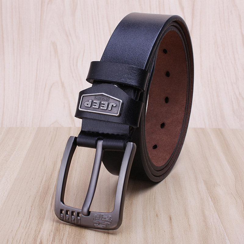 Retro Belt Men's Wholesale High-End Genuine Leather Belt Men's Pure Cowhide Pin Buckle Casual Jeans Strap Manufacturer