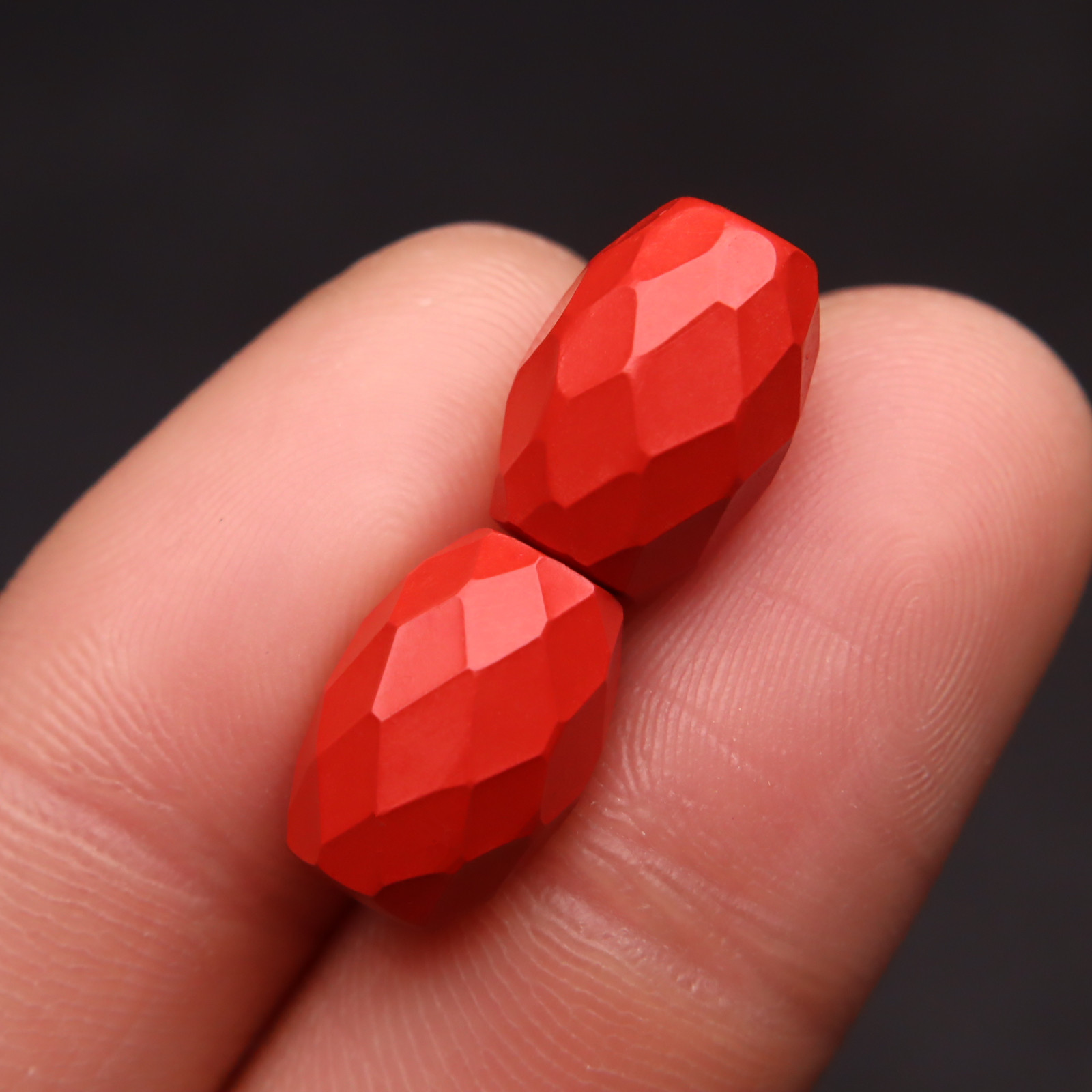 原矿天然朱砂散珠帝王砂刻面切面钻石面多棱桶珠手链串转运珠圆珠