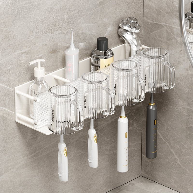 牙刷牙杯置物架轻奢厕所卫生间免打孔架子浴室亚克力洗漱台收纳