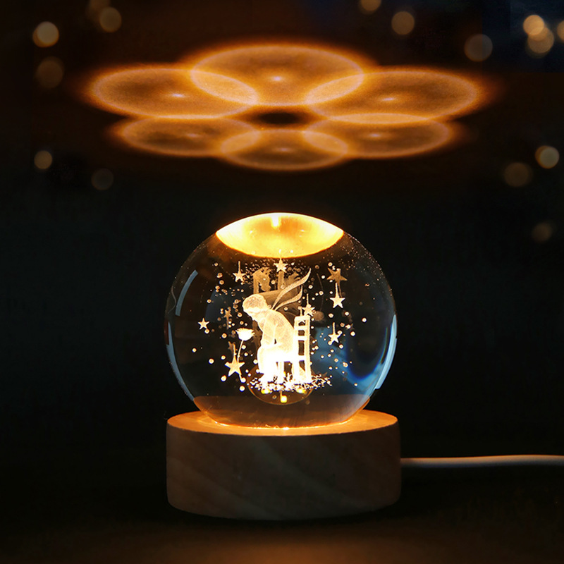 starry sky solar system crystal ball luminous 3d inner carving small night lamp desktop decoration girlfriend valentine‘s day gift