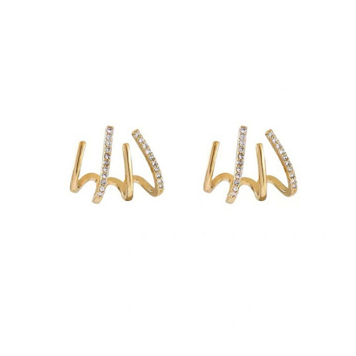 Yingqi Rural Rake Diamond-Embedded Nostalgic Ear Studs on the Left and Right Sides. Cross-Border Earrings Wholesale. Alloy Electricity