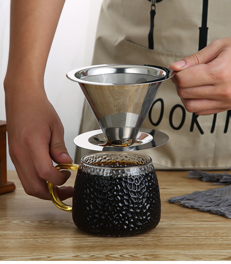 咖啡过滤网茶隔渣漏斗304不锈钢双层过滤器手冲咖啡筛网 工厂供货