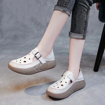 凉鞋女洞洞鞋2023新款夏季外出包头拖鞋镂空厚底凉鞋女现货代发