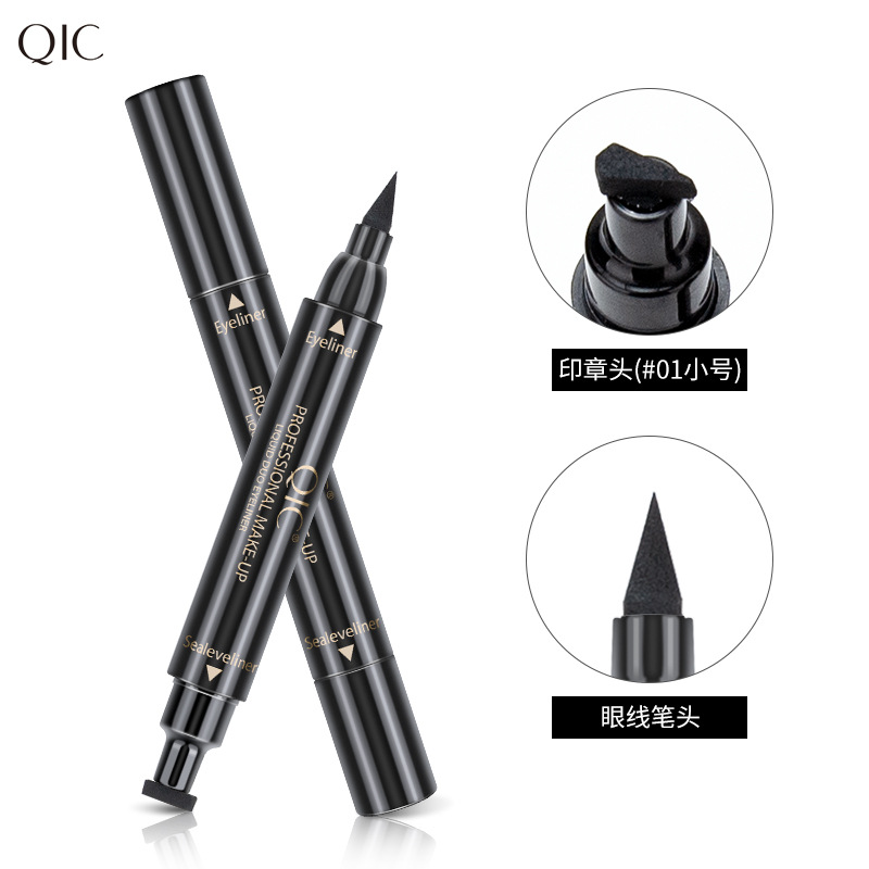 QIC Two-in-One Seal Liquid Eyeliner Quick-Drying Not Smudge Waterproof Eyeliner Double-Headed Eyeliner Cross-Border Beauty Makeup