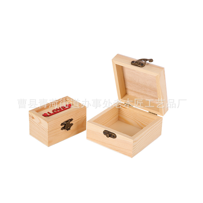 Factory Direct Sales Real Wooden Box Sub-Square Wooden Box Flip Gift Real Wooden Box Desktop Sundries Organizer with Lid Storage Box