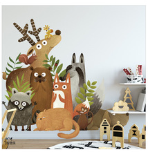跨境新款墙贴画大森林动物卡通儿童房幼儿园自粘墙纸家装墙饰贴画
