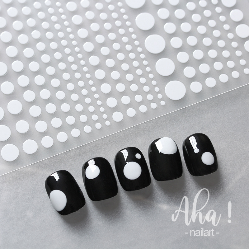 AHA Manicure Adhesive Backing Stickers European and American Style Cross Snake Black and White Polka Dot Lines English Letters Nail Sticker Decoration