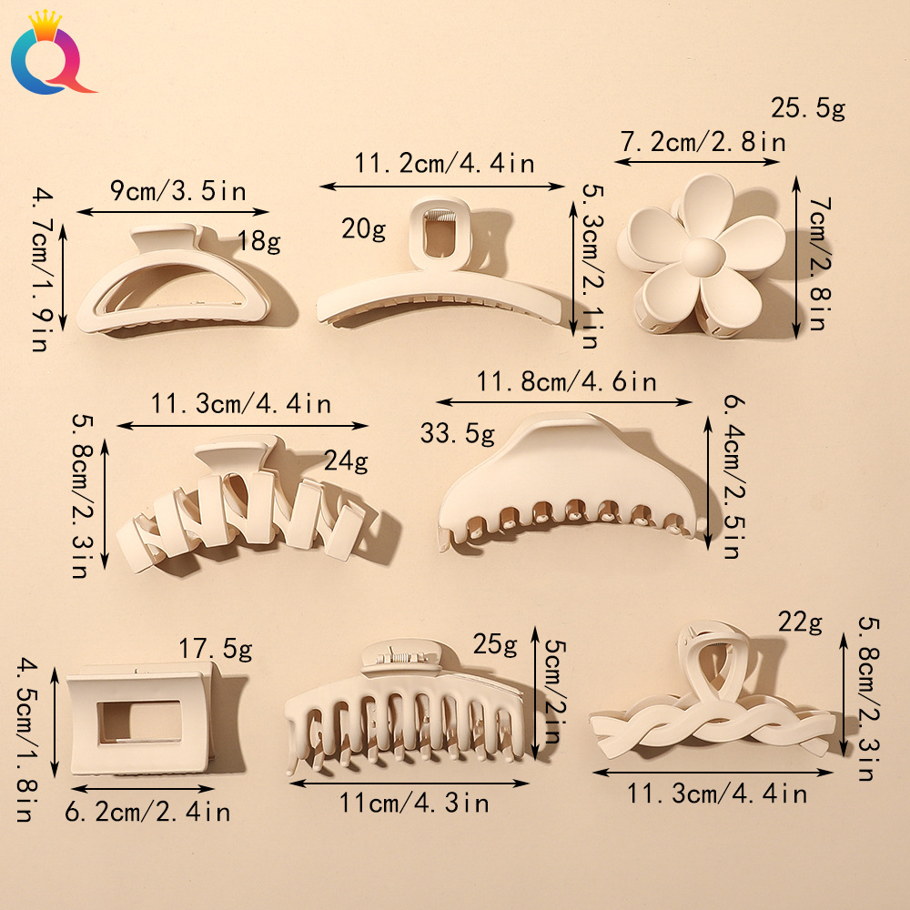 Qiyue Korean Hair Accessories Coffee Color Series Shark Clip Frosted Hair Clip Fashion Clip Updo Hair Claw Hot Selling Accessories Wholesale