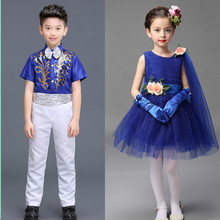 儿童演出服女蓬蓬裙舞蹈表演服装男童主持人礼服幼儿大童合唱服