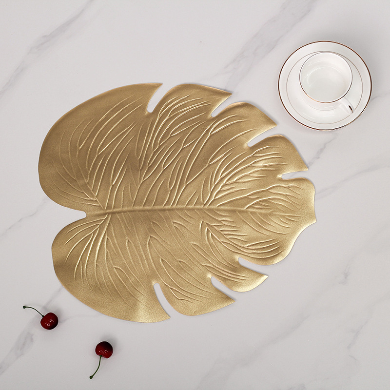nordic light luxury eva gilding placemat home decoration imitate leaves water-proof， oil-proof and non-slip heat proof mat table mat