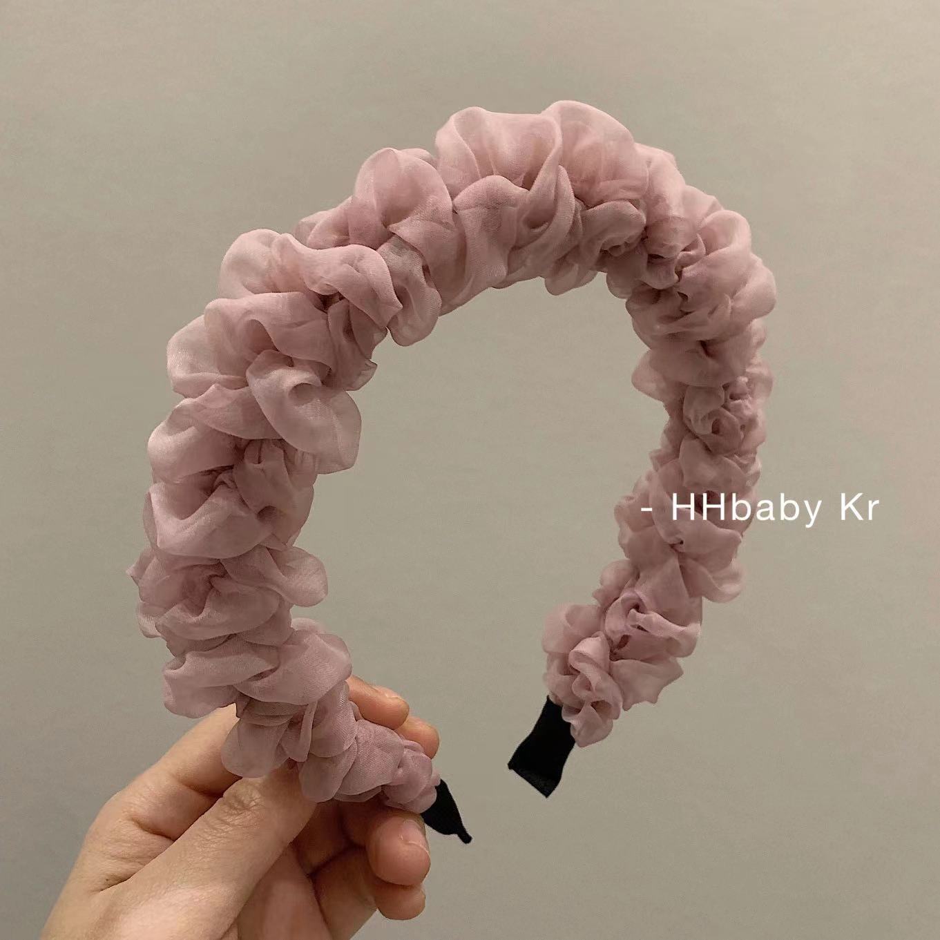 Korean Style Early Spring Fairy Beautiful Hair Accessories Temperament Mesh Pleated Headband Women's High Skull Top Face Washing out Headband Makes Face Look Smaller